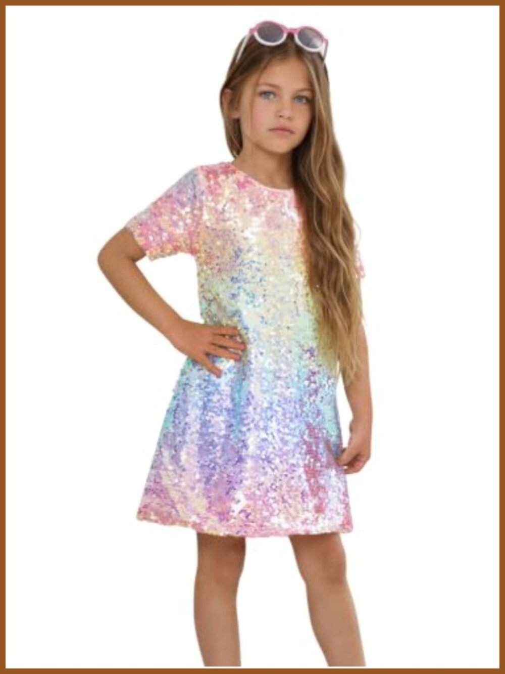 Girls Sequin Sparkle Shimmer Party Dress Fully Lined Special Occasion